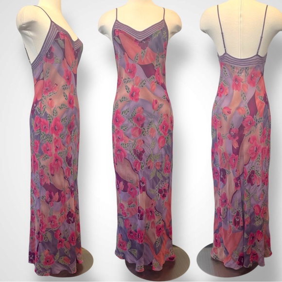 🌺SOLD🌺 2001 Victoria’s Secret Silk Chiffon Floral Vintage Maxi Gown Slip Dress - Picture 8 of 8
